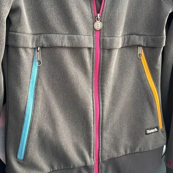 Bench. Outerwear, Active, Athletic Jacket, Size M (8) Gray with pink, orange and - Picture 3 of 8